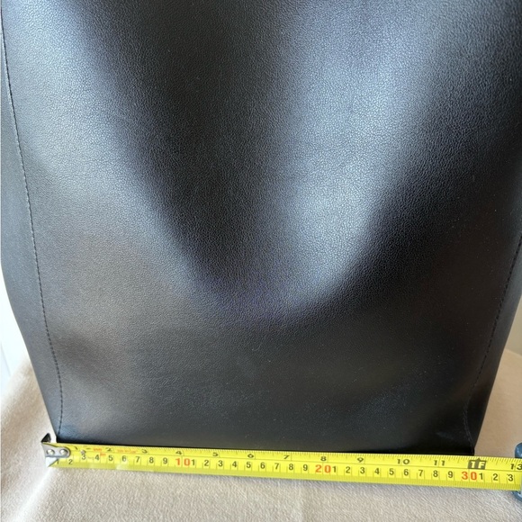 Slouchy Black Faux Leather Tote Bag - Picture 7 of 12
